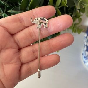 Vintage Taxco Mexico Abalone Shell Elephant Sterling Silver 925 Stick Pin